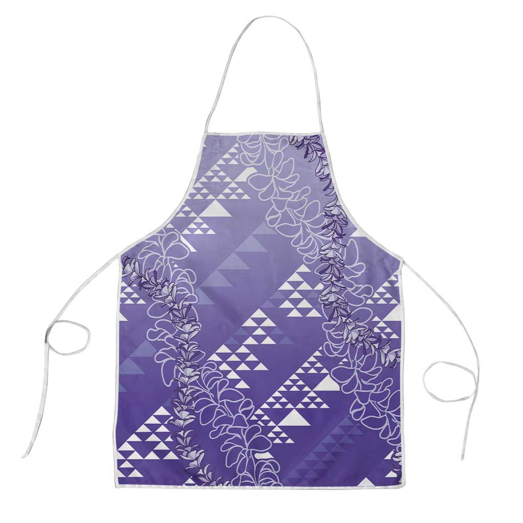 Hawaii Lavender Kapa Apron Vintage 'Ohe Kāpala Motifs Mix Plumeria Leis LT7 Lavender - Polynesian Pride