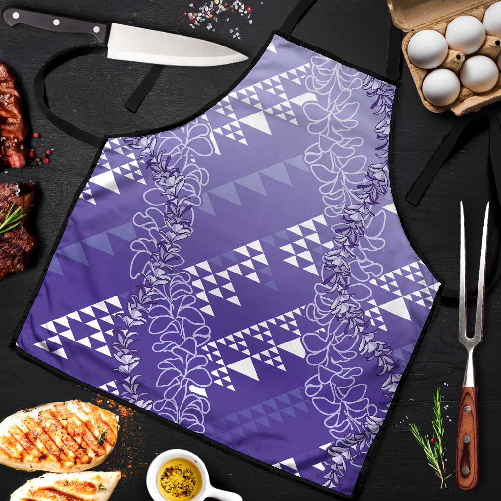 Hawaii Lavender Kapa Apron Vintage 'Ohe Kāpala Motifs Mix Plumeria Leis LT7 Lavender - Polynesian Pride