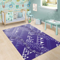 Hawaii Lavender Kapa Area Rug Vintage 'Ohe Kāpala Motifs Mix Plumeria Leis