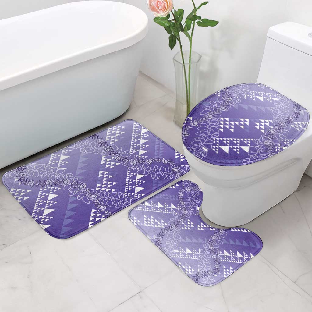 Hawaii Lavender Kapa Bathroom Set Vintage 'Ohe Kāpala Motifs Mix Plumeria Leis LT7 - Polynesian Pride