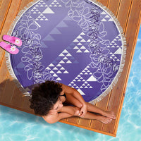 Hawaii Lavender Kapa Beach Blanket Vintage 'Ohe Kāpala Motifs Mix Plumeria Leis LT7 - Polynesian Pride