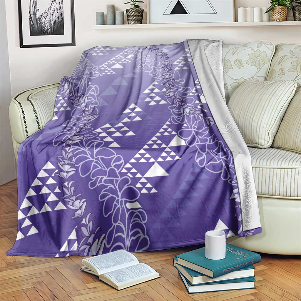 Hawaii Lavender Kapa Blanket Vintage 'Ohe Kāpala Motifs Mix Plumeria Leis LT7 Lavender - Polynesian Pride