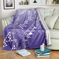 Hawaii Lavender Kapa Blanket Vintage 'Ohe Kāpala Motifs Mix Plumeria Leis LT7 Lavender - Polynesian Pride