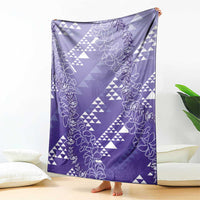 Hawaii Lavender Kapa Blanket Vintage 'Ohe Kāpala Motifs Mix Plumeria Leis LT7 - Polynesian Pride