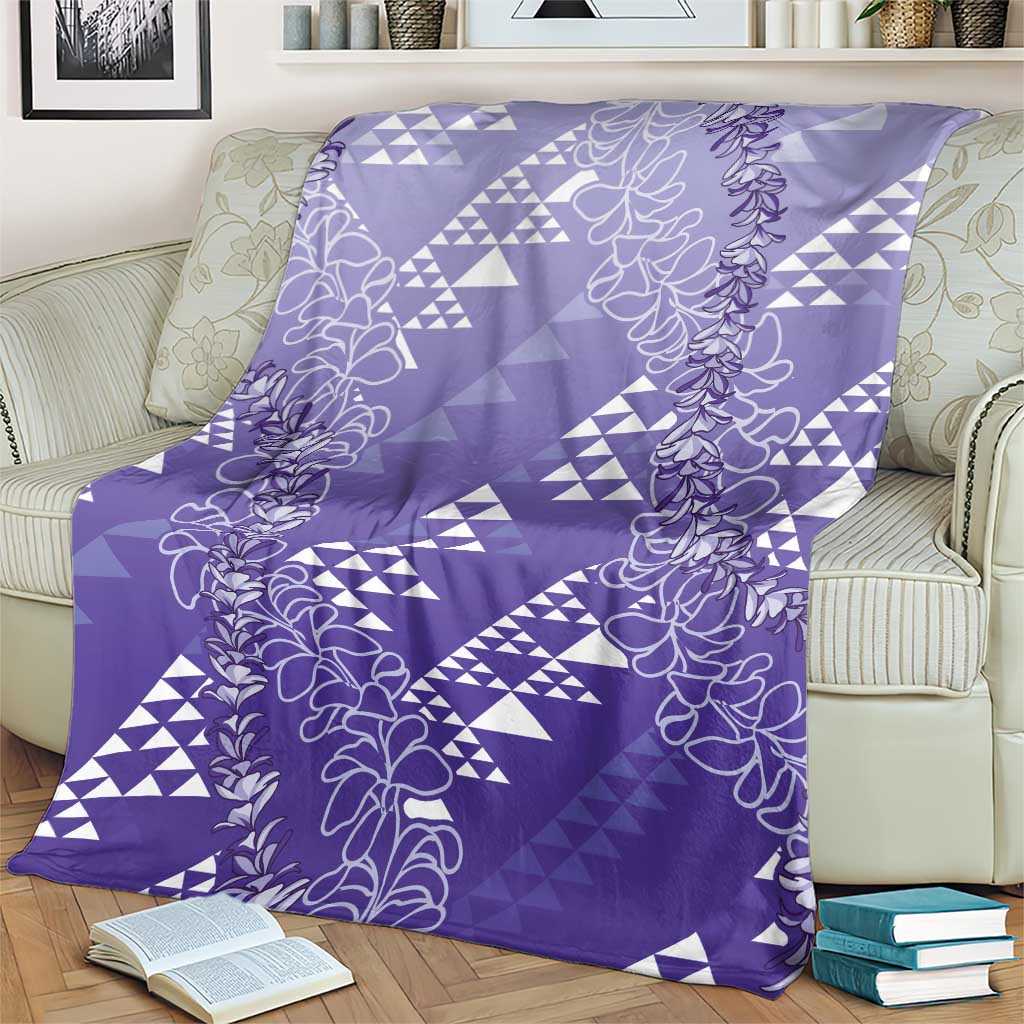 Hawaii Lavender Kapa Blanket Vintage 'Ohe Kāpala Motifs Mix Plumeria Leis LT7 - Polynesian Pride