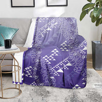 Hawaii Lavender Kapa Blanket Vintage 'Ohe Kāpala Motifs Mix Plumeria Leis LT7 - Polynesian Pride