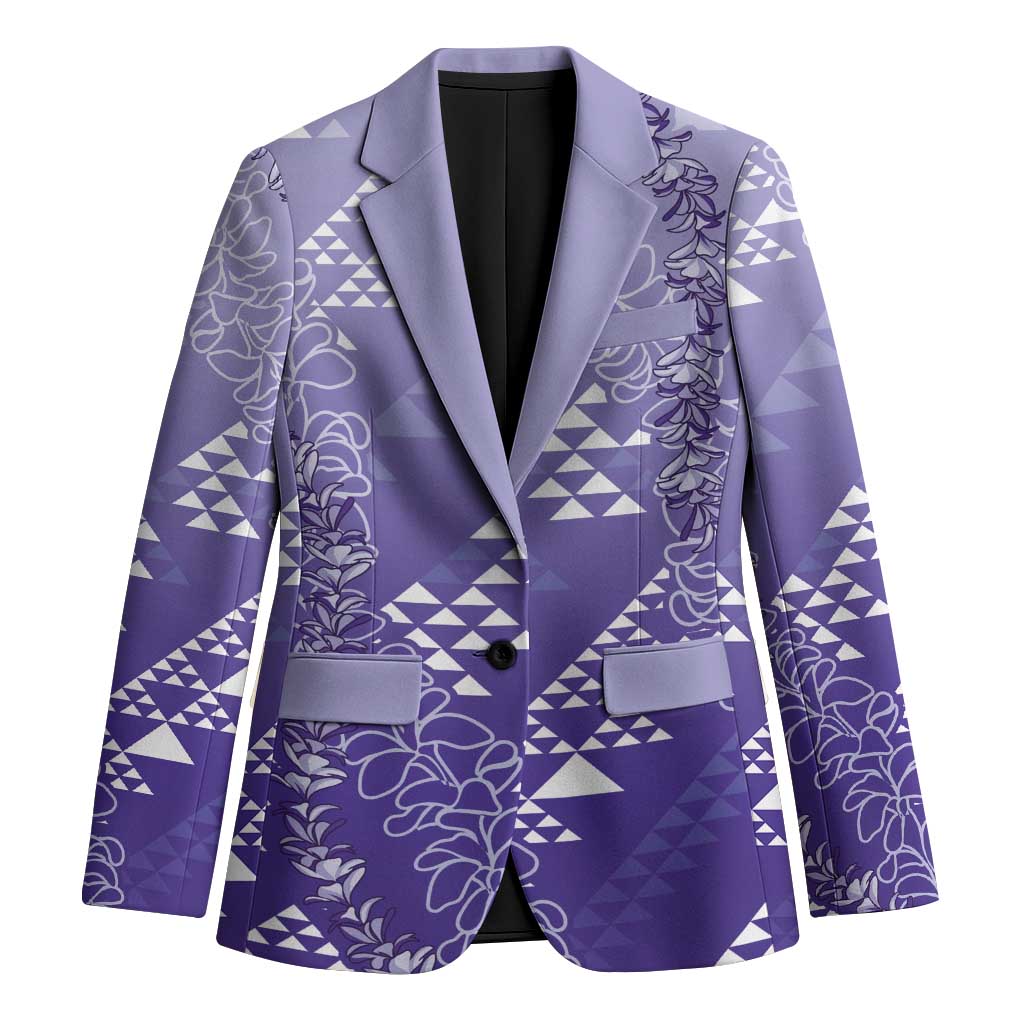 Hawaii Lavender Kapa Blazer Vintage 'Ohe Kāpala Motifs Mix Plumeria Leis LT7 Unisex Lavender - Polynesian Pride