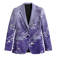 Hawaii Lavender Kapa Blazer Vintage 'Ohe Kāpala Motifs Mix Plumeria Leis LT7 Unisex Lavender - Polynesian Pride