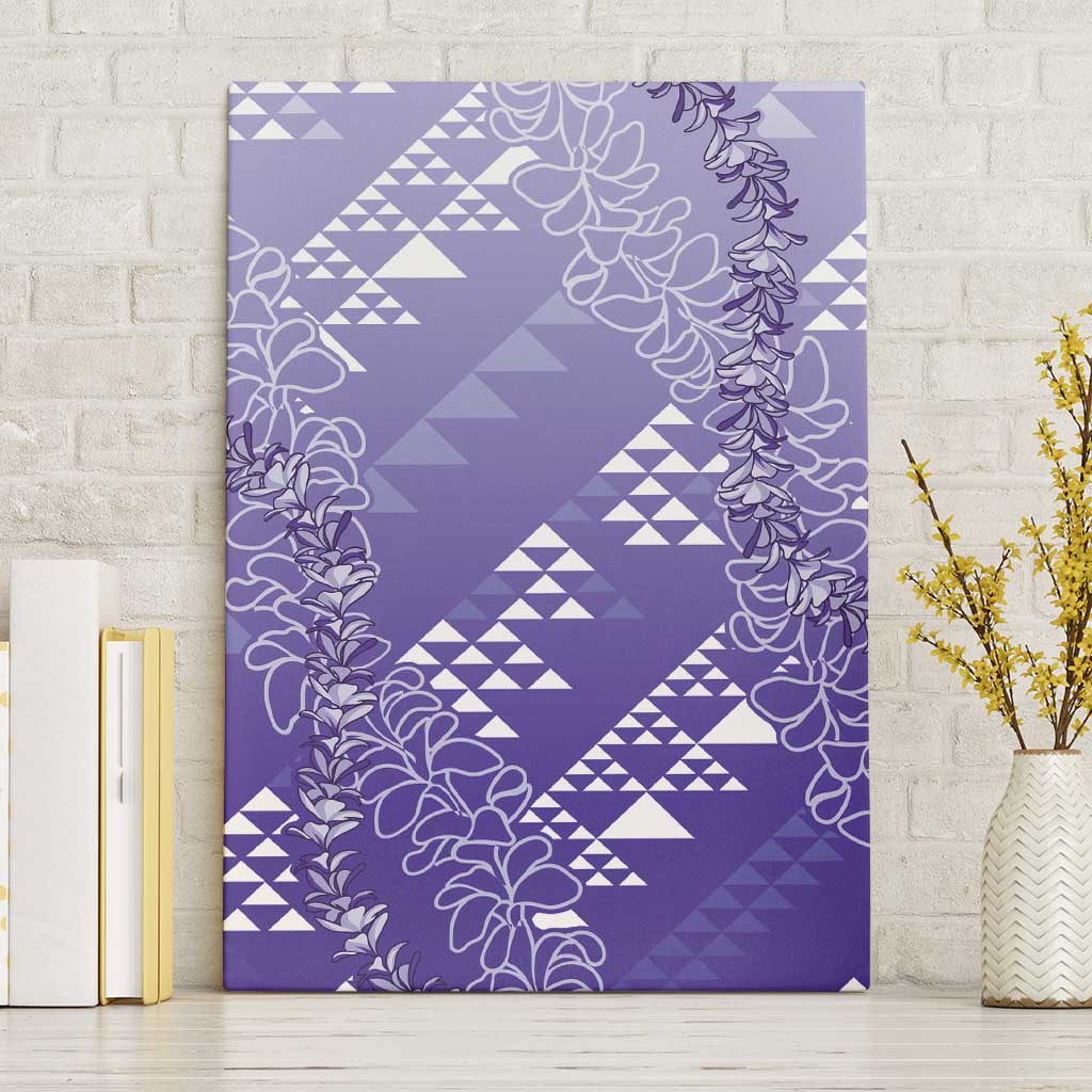Hawaii Lavender Kapa Canvas Wall Art Vintage 'Ohe Kāpala Motifs Mix Plumeria Leis LT7 Without Frame Lavender - Polynesian Pride