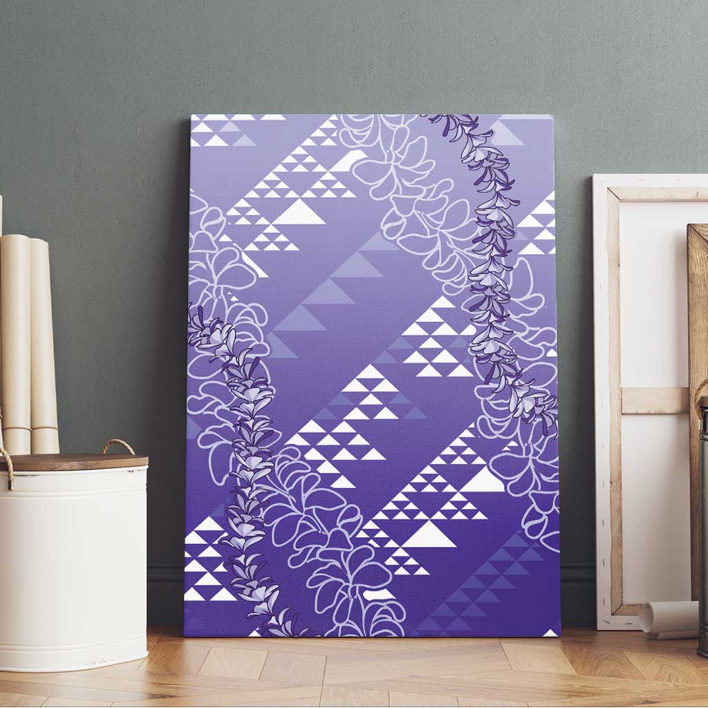 Hawaii Lavender Kapa Canvas Wall Art Vintage 'Ohe Kāpala Motifs Mix Plumeria Leis LT7 - Polynesian Pride