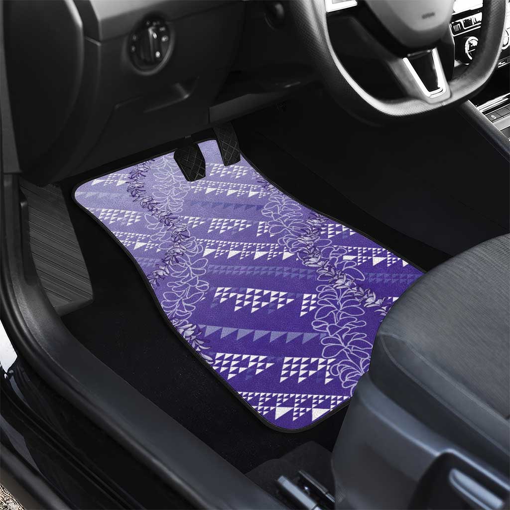 Hawaii Lavender Kapa Car Mats Vintage 'Ohe Kāpala Motifs Mix Plumeria Leis LT7 - Polynesian Pride