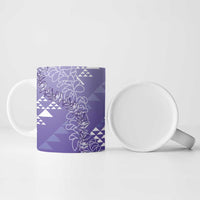 Hawaii Lavender Kapa Ceramic Mug Vintage 'Ohe Kāpala Motifs Mix Plumeria Leis LT7 - Polynesian Pride