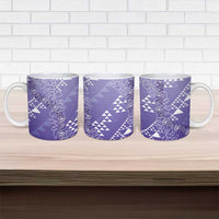 Hawaii Lavender Kapa Ceramic Mug Vintage 'Ohe Kāpala Motifs Mix Plumeria Leis LT7 - Polynesian Pride