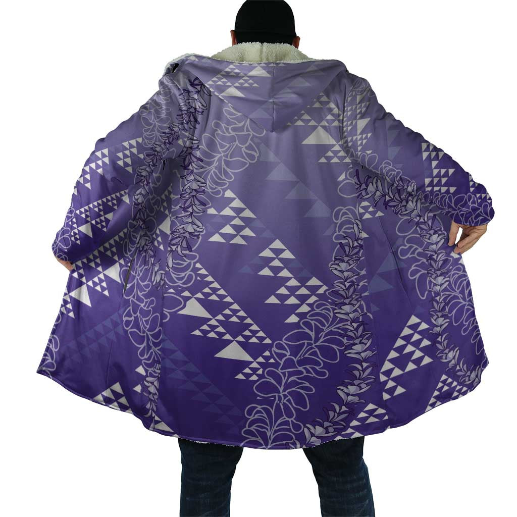 Hawaii Lavender Kapa Cloak Vintage 'Ohe Kāpala Motifs Mix Plumeria Leis LT7 - Polynesian Pride