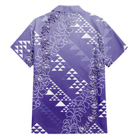 Hawaii Lavender Kapa Family Matching Mermaid Dress and Hawaiian Shirt Vintage 'Ohe Kāpala Motifs Mix Plumeria Leis
