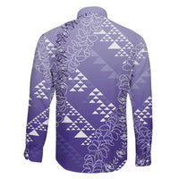 Hawaii Lavender Kapa Family Matching Mermaid Dress and Hawaiian Shirt Vintage 'Ohe Kāpala Motifs Mix Plumeria Leis