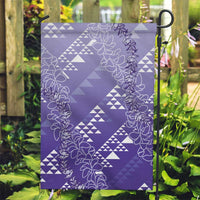 Hawaii Lavender Kapa Garden Flag Vintage 'Ohe Kāpala Motifs Mix Plumeria Leis