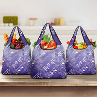 Hawaii Lavender Kapa Grocery Bag Vintage 'Ohe Kāpala Motifs Mix Plumeria Leis