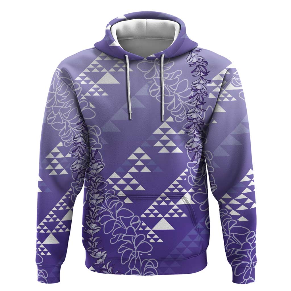 Hawaii Lavender Kapa Hoodie Vintage 'Ohe Kāpala Motifs Mix Plumeria Leis LT7 Pullover Hoodie Lavender - Polynesian Pride