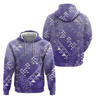Hawaii Lavender Kapa Hoodie Vintage 'Ohe Kāpala Motifs Mix Plumeria Leis LT7 - Polynesian Pride