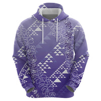 Hawaii Lavender Kapa Hoodie Vintage 'Ohe Kāpala Motifs Mix Plumeria Leis LT7 - Polynesian Pride