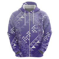 Hawaii Lavender Kapa Hoodie Vintage 'Ohe Kāpala Motifs Mix Plumeria Leis LT7 - Polynesian Pride