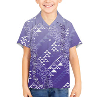 Hawaii Lavender Kapa Kid Hawaiian Shirt Vintage 'Ohe Kāpala Motifs Mix Plumeria Leis