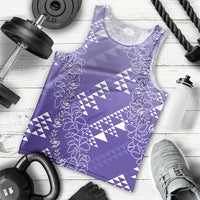 Hawaii Lavender Kapa Men Tank Top Vintage 'Ohe Kāpala Motifs Mix Plumeria Leis LT7 - Polynesian Pride