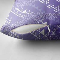 Hawaii Lavender Kapa Pillow Cover Vintage 'Ohe Kāpala Motifs Mix Plumeria Leis