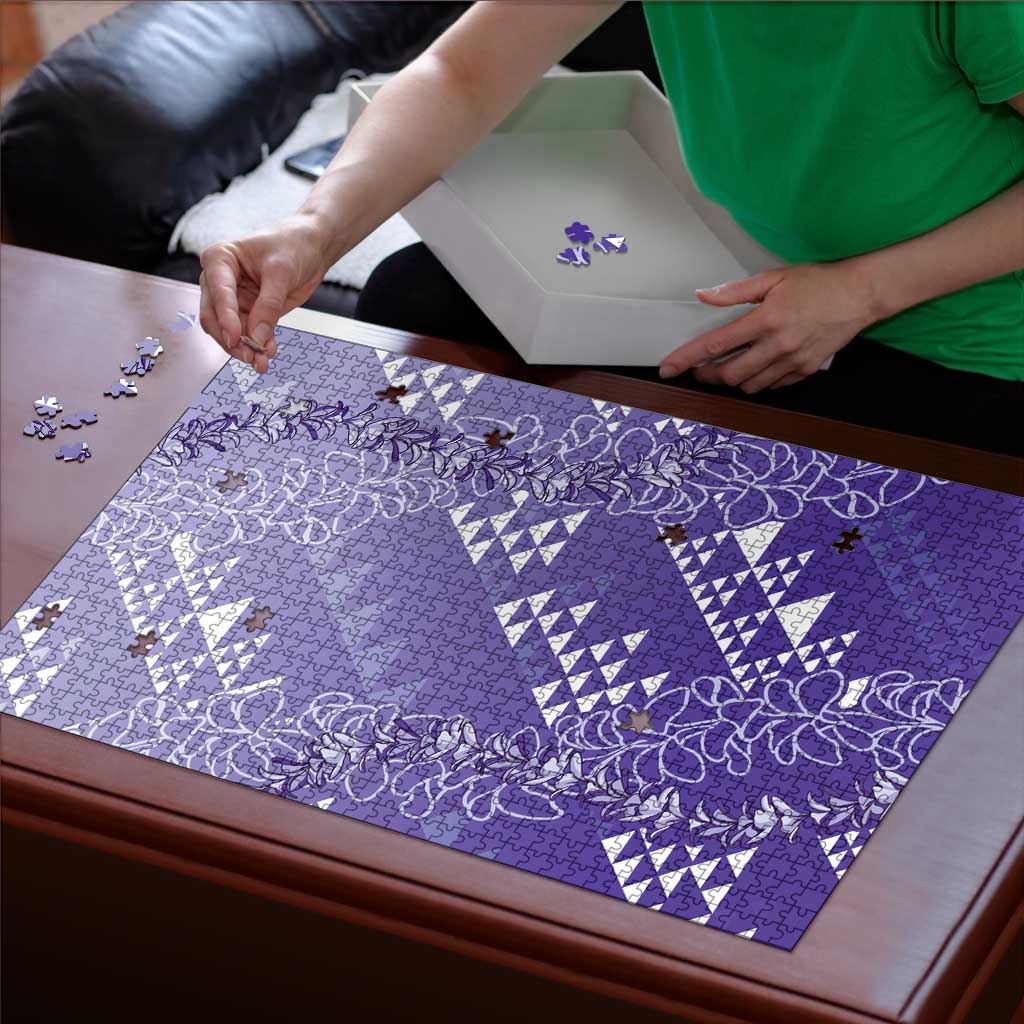 Hawaii Lavender Kapa Puzzle Vintage 'Ohe Kāpala Motifs Mix Plumeria Leis LT7 - Polynesian Pride