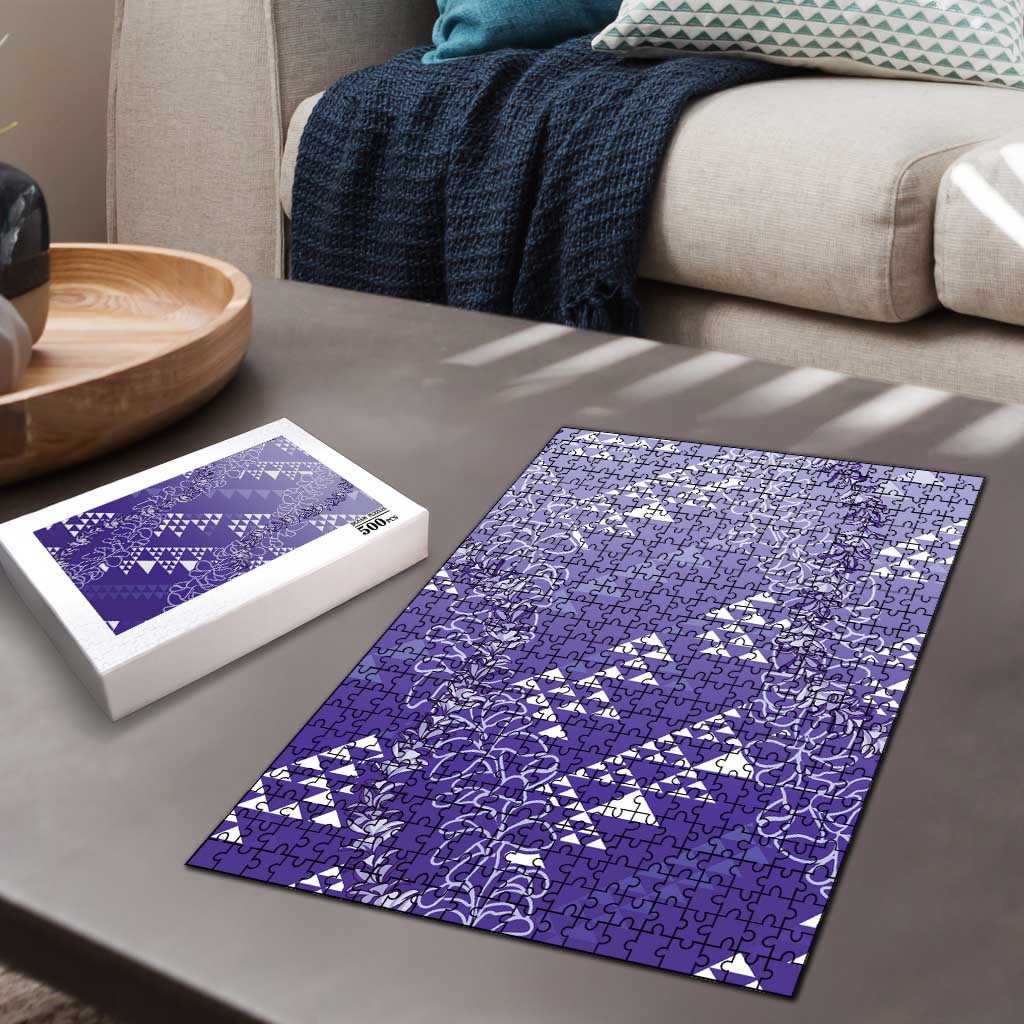 Hawaii Lavender Kapa Puzzle Vintage 'Ohe Kāpala Motifs Mix Plumeria Leis LT7 - Polynesian Pride