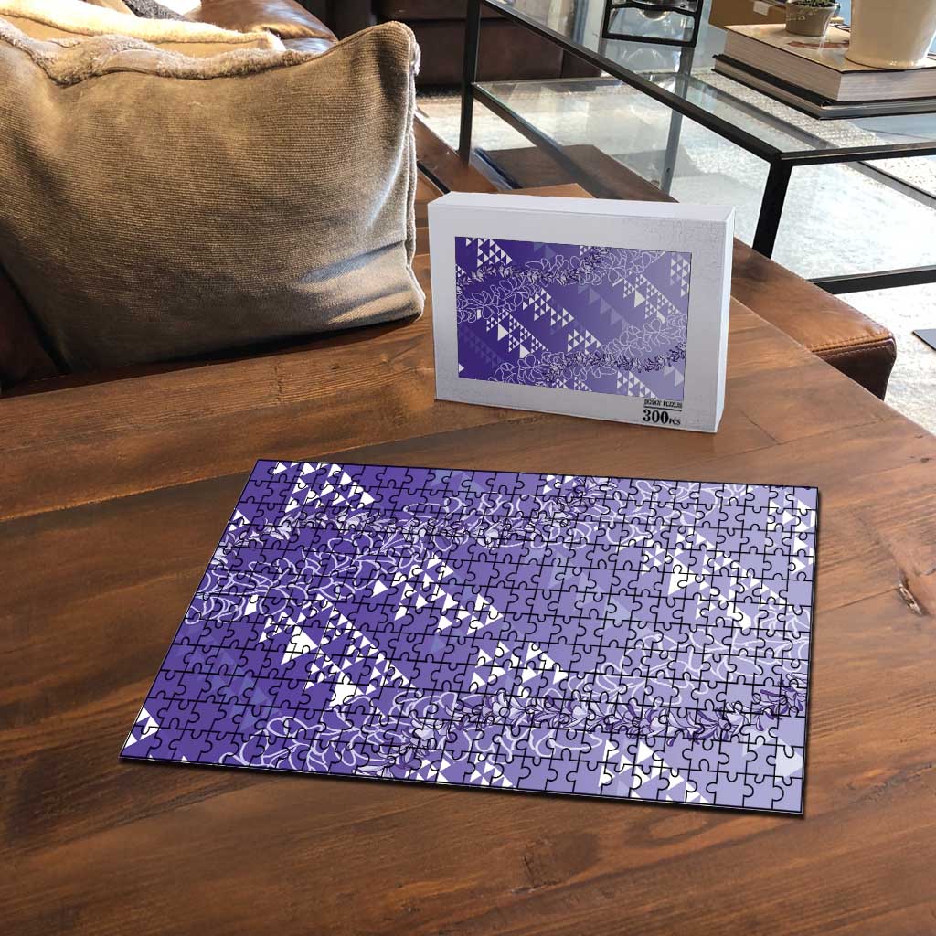 Hawaii Lavender Kapa Puzzle Vintage 'Ohe Kāpala Motifs Mix Plumeria Leis LT7 - Polynesian Pride