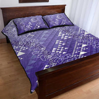 Hawaii Lavender Kapa Quilt Bed Set Vintage 'Ohe Kāpala Motifs Mix Plumeria Leis LT7 - Polynesian Pride