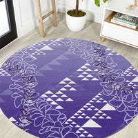 Hawaii Lavender Kapa Round Carpet Vintage 'Ohe Kāpala Motifs Mix Plumeria Leis LT7 Lavender - Polynesian Pride