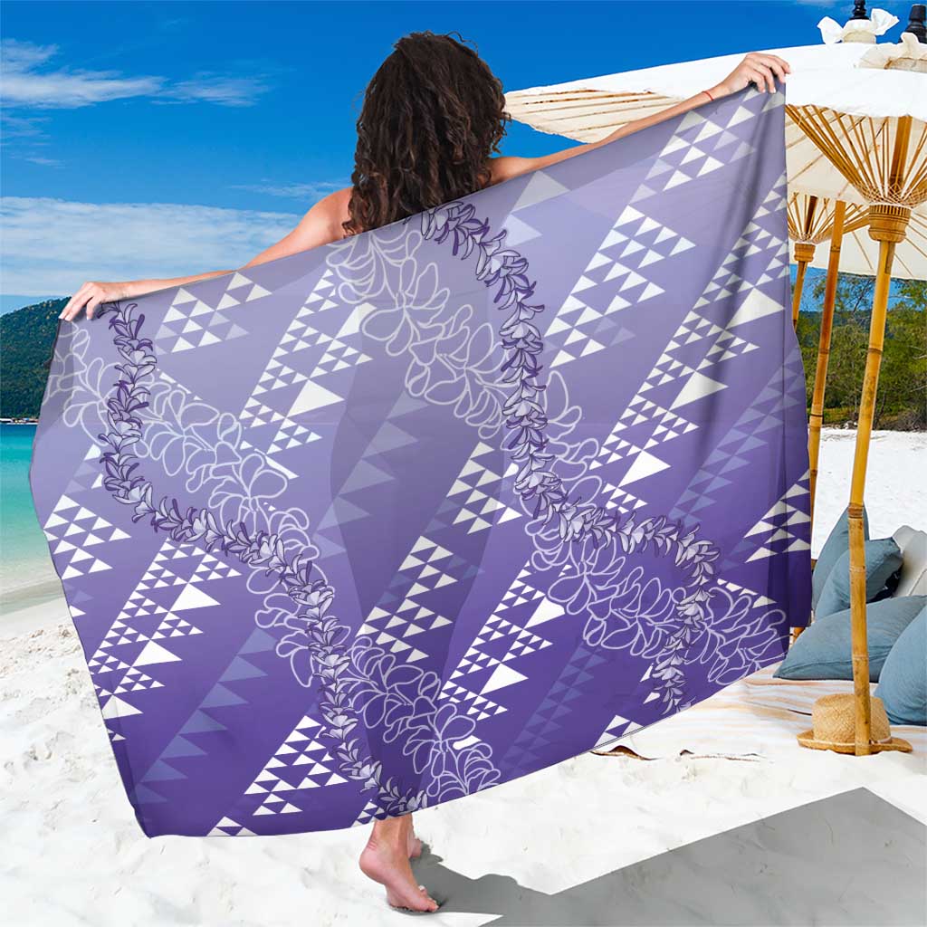 Hawaii Lavender Kapa Sarong Vintage 'Ohe Kāpala Motifs Mix Plumeria Leis LT7 One Size 44 x 66 inches Lavender - Polynesian Pride