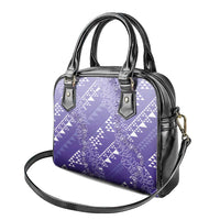 Hawaii Lavender Kapa Shoulder Handbag Vintage 'Ohe Kāpala Motifs Mix Plumeria Leis