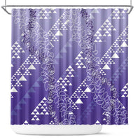 Hawaii Lavender Kapa Shower Curtain Vintage 'Ohe Kāpala Motifs Mix Plumeria Leis LT7 Lavender - Polynesian Pride