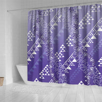 Hawaii Lavender Kapa Shower Curtain Vintage 'Ohe Kāpala Motifs Mix Plumeria Leis LT7 - Polynesian Pride