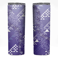 Hawaii Lavender Kapa Skinny Tumbler Vintage 'Ohe Kāpala Motifs Mix Plumeria Leis