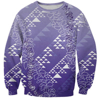 Hawaii Lavender Kapa Sweatshirt Vintage 'Ohe Kāpala Motifs Mix Plumeria Leis LT7 Unisex Lavender - Polynesian Pride