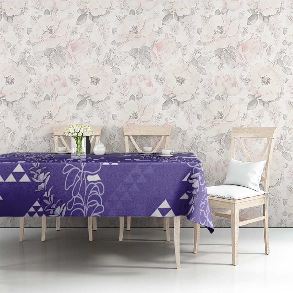 Hawaii Lavender Kapa Tablecloth Vintage 'Ohe Kāpala Motifs Mix Plumeria Leis LT7 - Polynesian Pride
