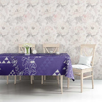 Hawaii Lavender Kapa Tablecloth Vintage 'Ohe Kāpala Motifs Mix Plumeria Leis LT7 - Polynesian Pride