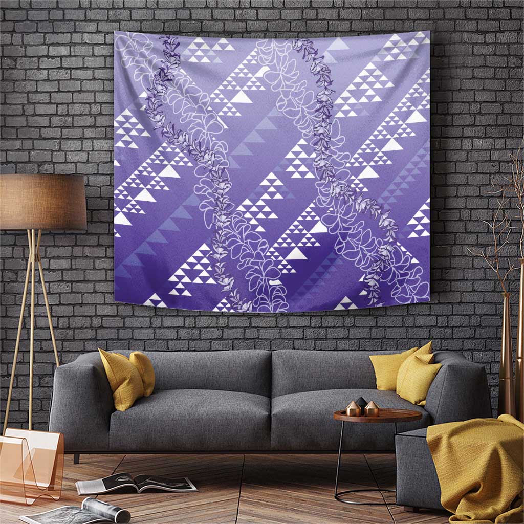 Hawaii Lavender Kapa Tapestry Vintage 'Ohe Kāpala Motifs Mix Plumeria Leis LT7 Lavender - Polynesian Pride