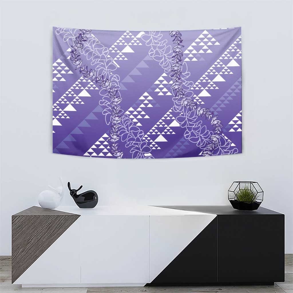 Hawaii Lavender Kapa Tapestry Vintage 'Ohe Kāpala Motifs Mix Plumeria Leis LT7 - Polynesian Pride
