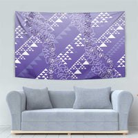 Hawaii Lavender Kapa Tapestry Vintage 'Ohe Kāpala Motifs Mix Plumeria Leis LT7 - Polynesian Pride