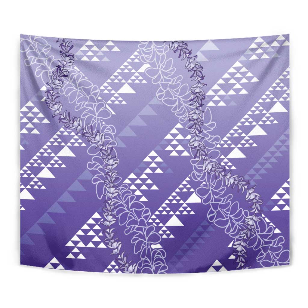 Hawaii Lavender Kapa Tapestry Vintage 'Ohe Kāpala Motifs Mix Plumeria Leis LT7 - Polynesian Pride