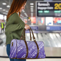 Hawaii Lavender Kapa Travel Bag Vintage 'Ohe Kāpala Motifs Mix Plumeria Leis LT7 - Polynesian Pride