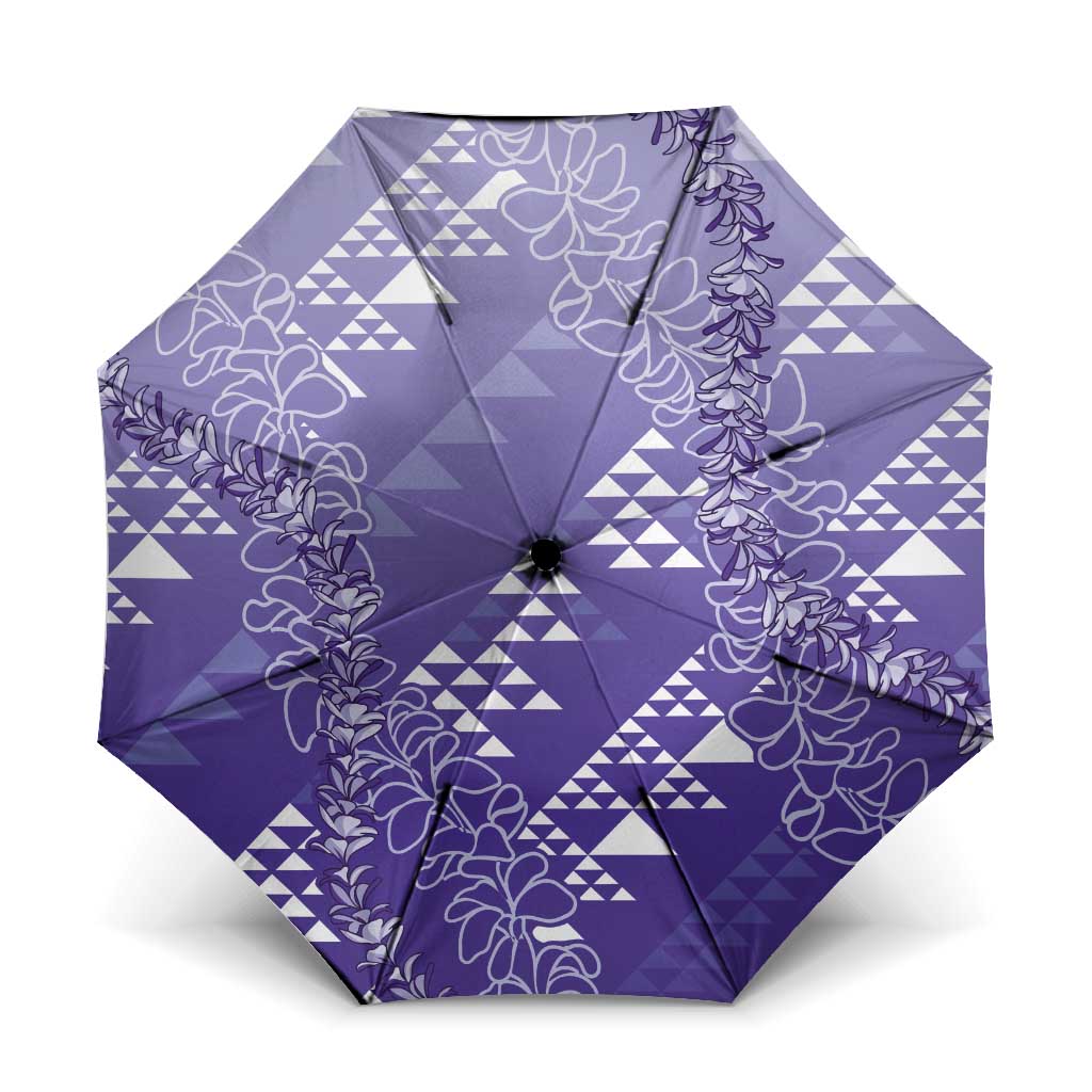 Hawaii Lavender Kapa Umbrella Vintage 'Ohe Kāpala Motifs Mix Plumeria Leis LT7 One Size Folded 11.42 inch Opened Diameter 37.4 inch Lavender - Polynesian Pride
