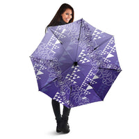 Hawaii Lavender Kapa Umbrella Vintage 'Ohe Kāpala Motifs Mix Plumeria Leis LT7 - Polynesian Pride