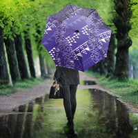 Hawaii Lavender Kapa Umbrella Vintage 'Ohe Kāpala Motifs Mix Plumeria Leis LT7 - Polynesian Pride